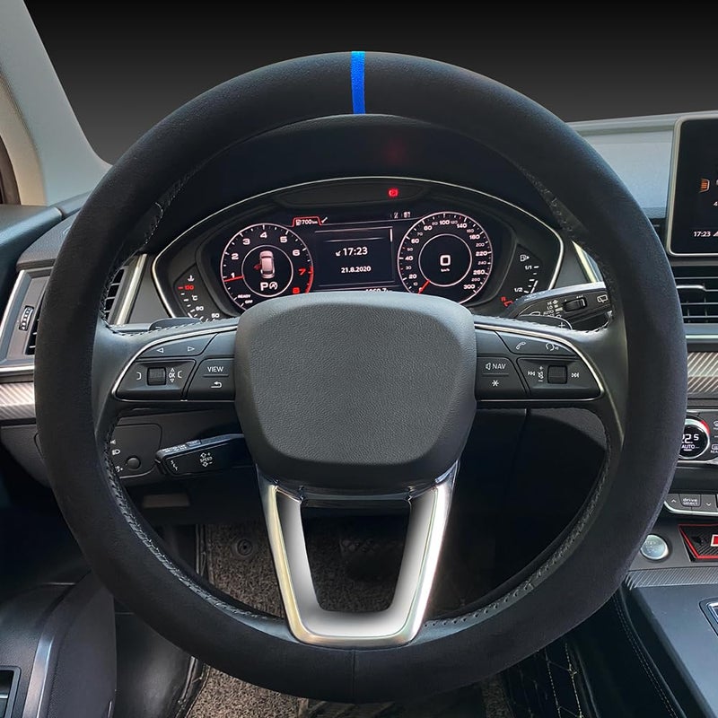 Carodi Suede Steering Wheel Cover ï¼Œ Non-Slip Leather Car Interior Fitting 15-inch Universal - Image 1